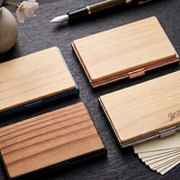 木製名刺入れ（檜）ステンレス　ピンクゴールド