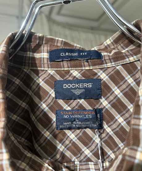 90s Dockers コットンポリ ボタンダウンチェックシャツ