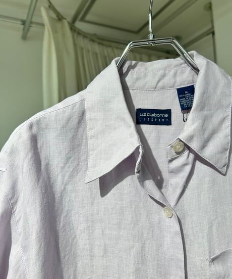 90s Liz Claiborne リネン ラベンダーカラーシャツ