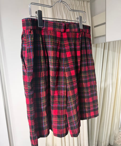 90s 細畝コーデュロイ チェックショーツ