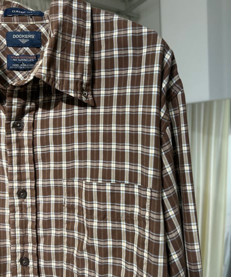 90s Dockers コットンポリ ボタンダウンチェックシャツ