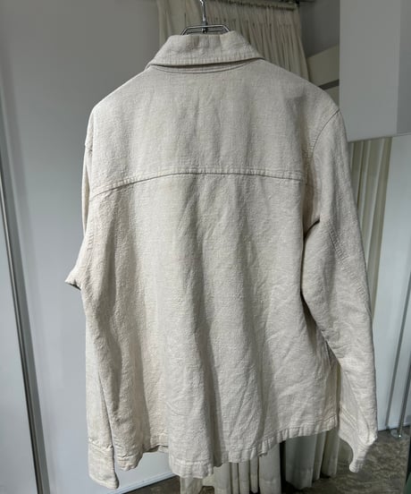 90s リネンコットン アイボリーワークジャケット