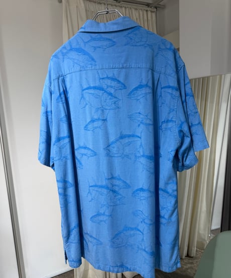 00s Columbia コットンレーヨン 魚柄開襟シャツ