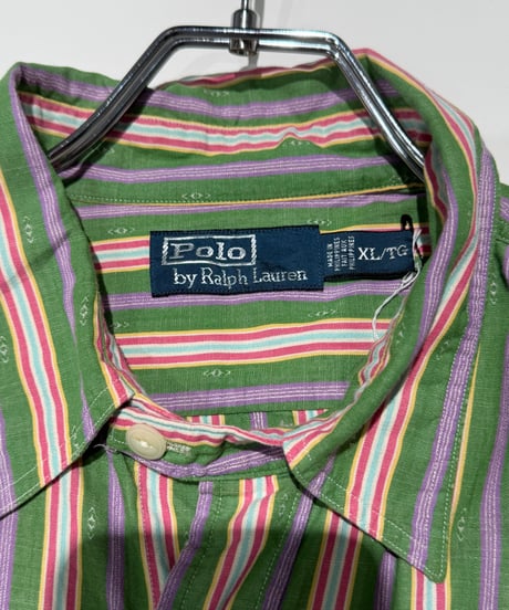 90s Polo Ralph Lauren チンスト付きストライプ柄シャツ