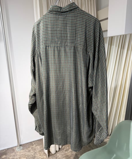 90s STRUCTURE シルク100チェックシャツ