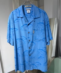 00s Columbia コットンレーヨン 魚柄開襟シャツ