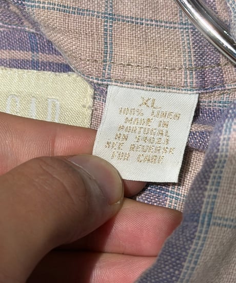 90s ポルトガル製 GAP リネンチェックシャツ