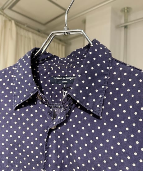 COMME des GARCONS HOMME コットンレーヨン ドット柄シャツ