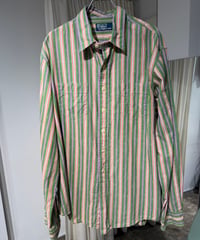 90s Polo Ralph Lauren チンスト付きストライプ柄シャツ