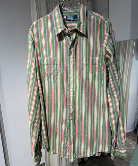90s Polo Ralph Lauren チンスト付きストライプ柄シャツ