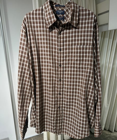 90s Dockers コットンポリ ボタンダウンチェックシャツ