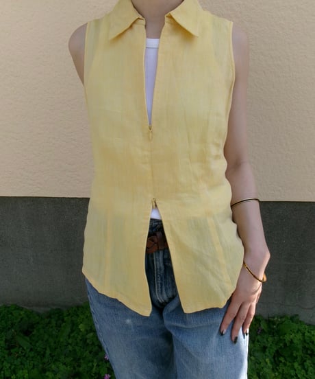 00s Liz Claiborne ノースリーブ リネンシャツ