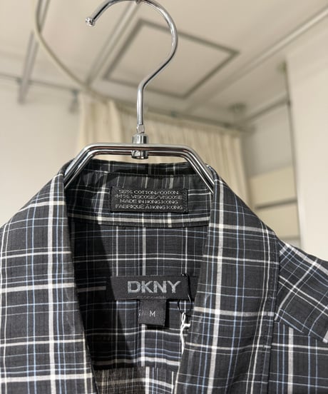 00s DKNY コットンヴィスコース チェック半袖シャツ