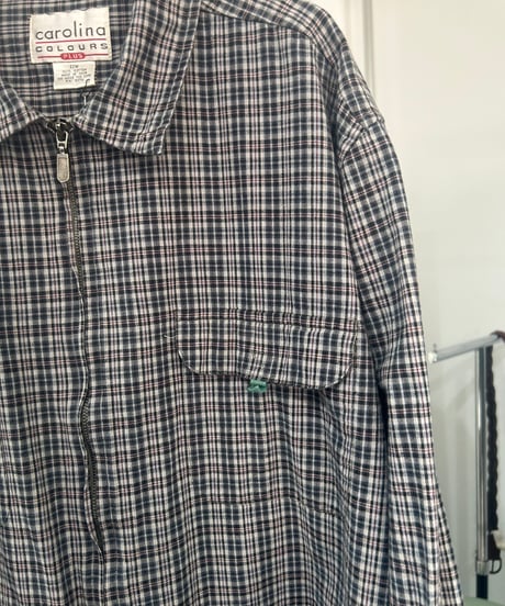 インド製 90s ジップアップ チェックシャツジャケット