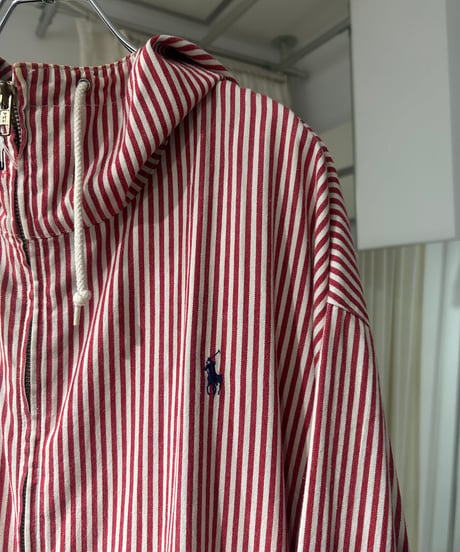 80s Polo Ralph Lauren コットンストライプ ジップフーディ