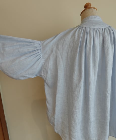 gather sleeve linen shirt