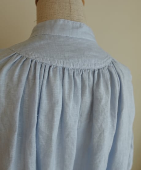 gather sleeve linen shirt