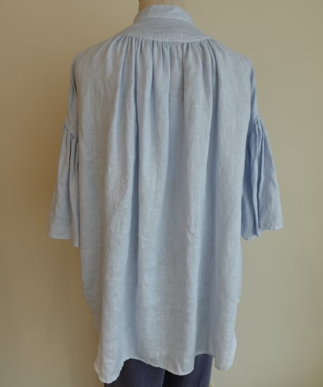 gather sleeve linen shirt