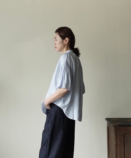gather sleeve linen shirt