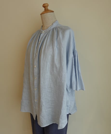 gather sleeve linen shirt