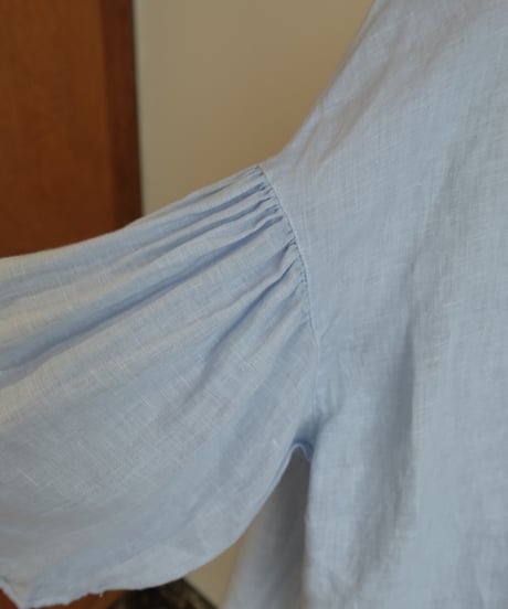 gather sleeve linen shirt