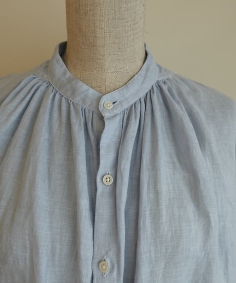 gather sleeve linen shirt