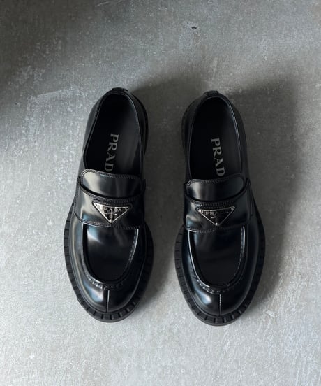 PRADA プラダ チョコレート ブラッシュドレザー ローファー