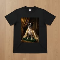 犬（ボストンテリア）半袖Tシャツ ルネサンス風カラーアート ブラック 男女兼用