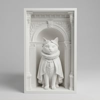 猫（シャルトリュー）の3Dプリント ブックヌーク 白PLA 本棚インテリア