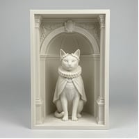猫（エジプシャンマウ）の3Dプリント ブックヌーク 白PLA 本棚インテリア