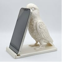インコ（モモイロインコ）のスマホスタンド 卓上 シルクホワイト