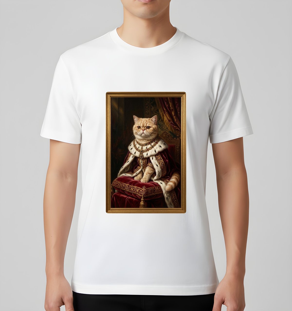 エキゾチックショートヘア半袖Tシャツ ルネサンス風カラー ホワイト