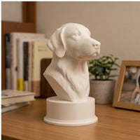 犬（ゴールデンレトリバー）の3Dプリント胸像 白PLA 彫刻 置物 インテリア