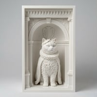 猫（セルカークレックス）の3Dプリント ブックヌーク 白PLA 本棚インテリア