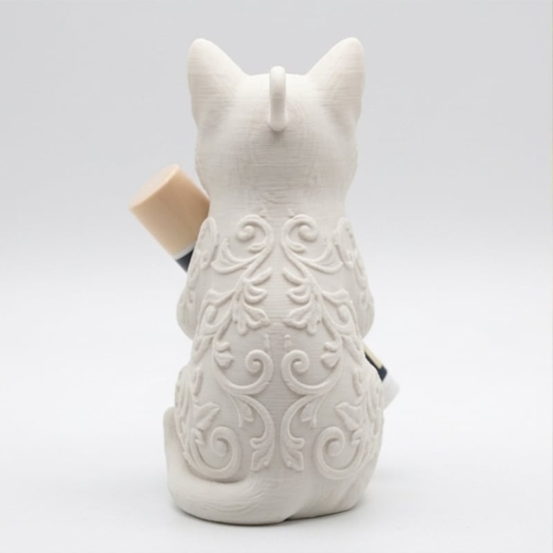猫の3Dプリント リップケース シルクホワイト キーホルダー | うちの子