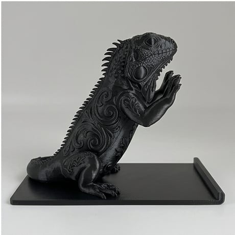 イグアナ（サバクイグアナ）のスマホスタンド 卓上 シルクブラック