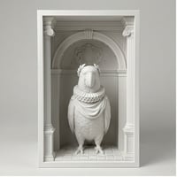 インコ（アカハラインコ）の3Dプリント ブックヌーク 白PLA 本棚インテリア