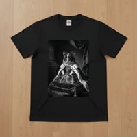 パンダハムスター半袖Tシャツ ルネサンス風モノクロ ブラック 男女兼用