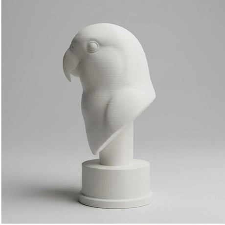 インコ（コザクラインコ）の3Dプリント胸像 白PLA 彫刻 置物 インテリア