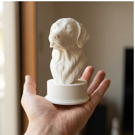 犬（ゴールデンレトリバー）の3Dプリント胸像 白PLA 彫刻 置物 インテリア