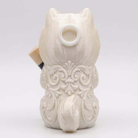 犬（ポメラニアン）の3Dプリント リップケース シルクホワイト キーホルダー