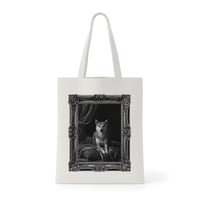 犬（柴犬）トートバッグ ルネサンス風モノクロアート 額縁デザイン
