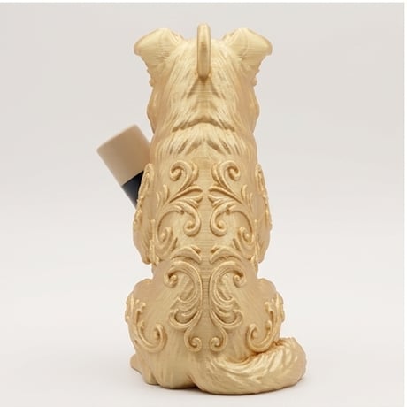 犬（ボーダーコリー）の3Dプリント リップケース シルクゴールド キーホルダー