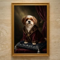 犬（シーズー）のルネサンス風肖像画 油絵風アートA3額装インテリア壁掛け