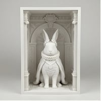 うさぎ（レッキス）の3Dプリント ブックヌーク 白PLA 本棚インテリア