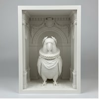 インコ（ウロコインコ）の3Dプリント ブックヌーク 白PLA 本棚インテリア