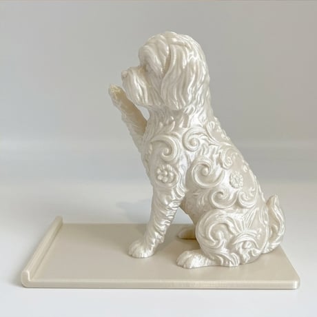 犬（マルチーズ）のスマホスタンド 卓上 シルクホワイト