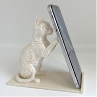 猫（ベンガル）のスマホスタンド 卓上 シルクホワイト