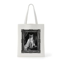 猫（バーミーズ）トートバッグ ルネサンス風モノクロアート 額縁デザイン