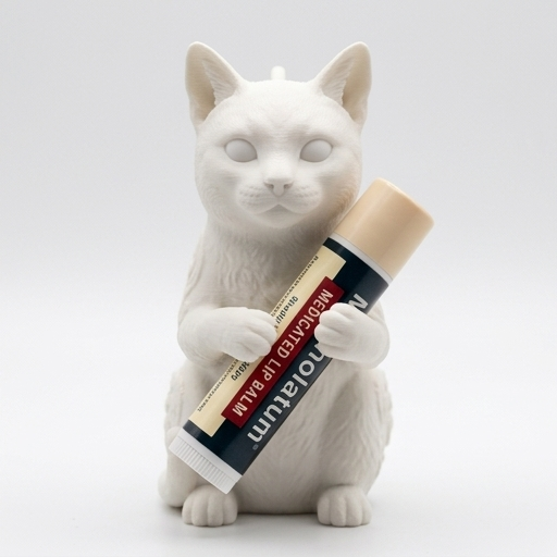 猫の3Dプリント リップケース シルクホワイト キーホルダー | うちの子